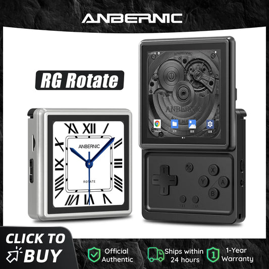 ANBERNIC RG Rotate Android Handheld Game Console – 3.5” IPS 720×720 Retro Gaming Emulator, T618 WiFi Portable Player 3GB+32GB