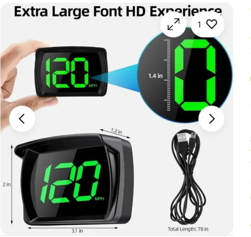 Universal Car GPS Digital HUD Speedometer - HD LCD KMH/MPH Display with Speed Reminder, Dual Chips & Plug-and-Play