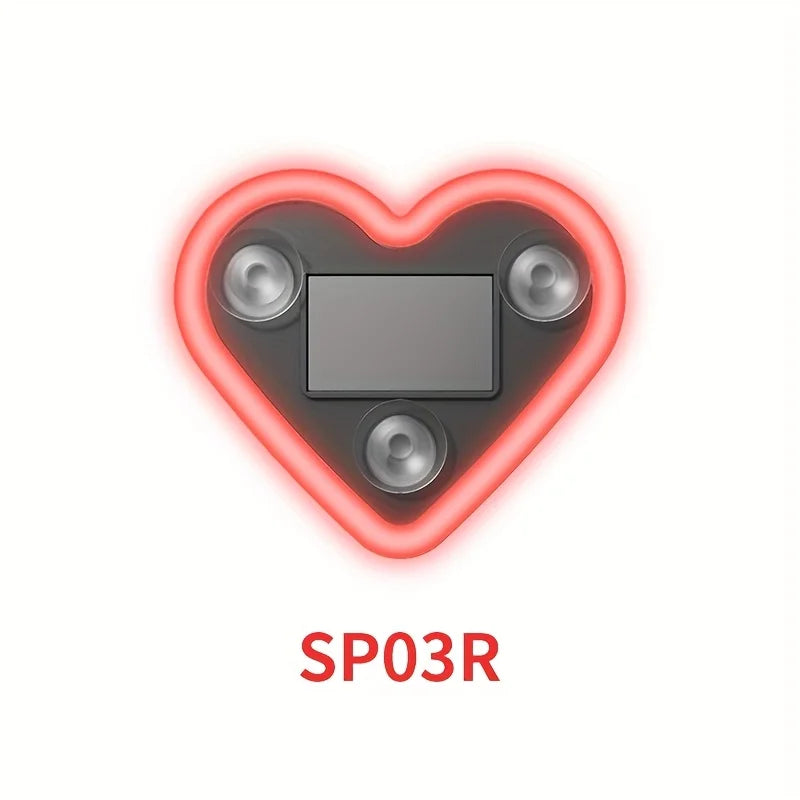Solar-Powered LED Car Window Neon Lights — Heart-Shaped RGB-Free Color-Changing Interior Atmosphere Light