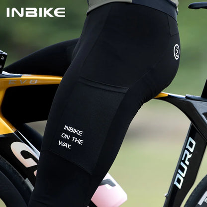 INBIKE Winter Cycling Bib Pants – Thermal Fleece 3D Padded MTB Bib Tights for Men, Cold Weather Cycling Clothing