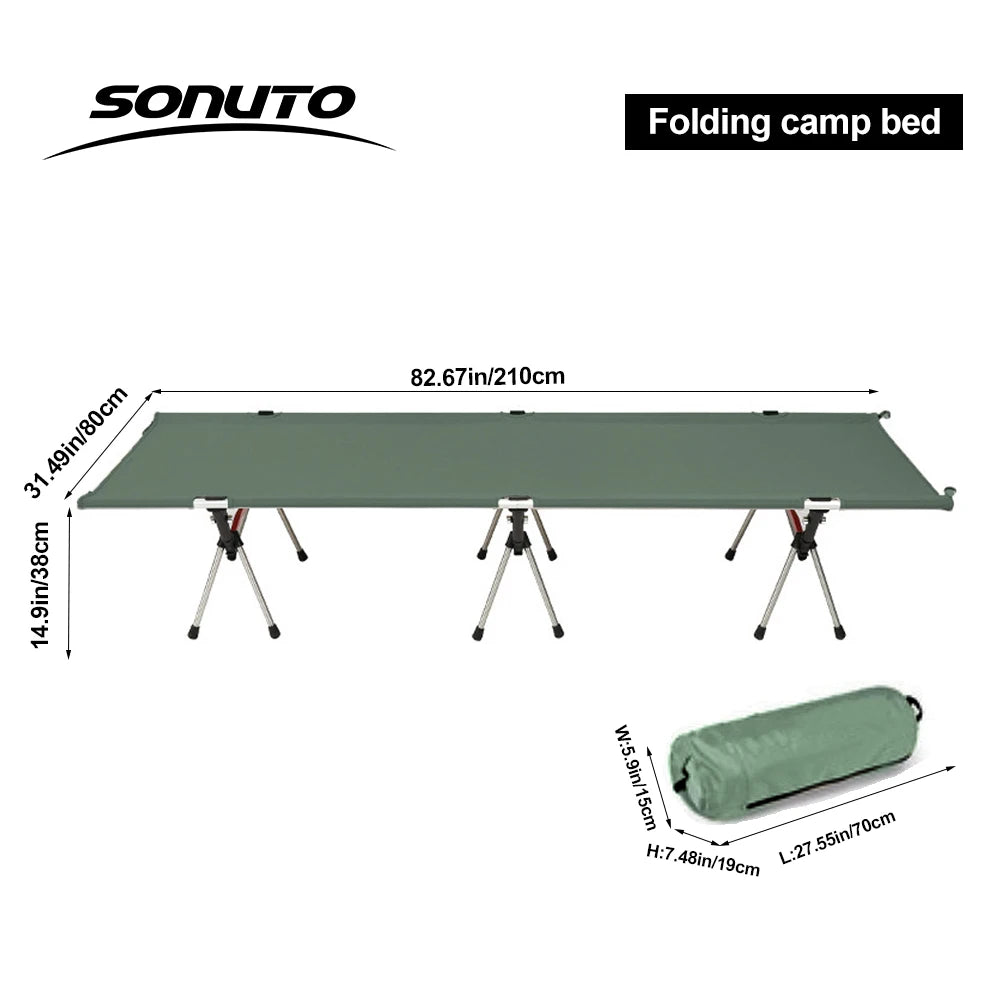 210x80cm 600D Oxford Camping Cot – Lightweight Portable Folding Bed for Outdoor Hiking & Travel
