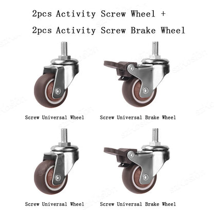 4pcs Soft Rubber Furniture Casters - Quiet Swivel Roller Wheels for Trolleys, Cribs, Beds & Home Use