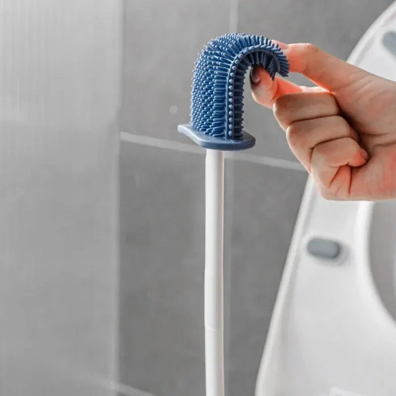 Wall Mounted Silicone Toilet Brush - Quick Drying Waterproof WC Cleaner with Soft Bristles Bathroom Accessory