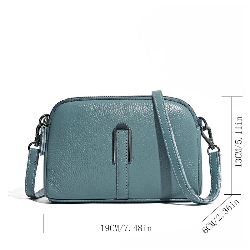 Luxury Genuine Leather Women's Crossbody Bag – Solid Color Shoulder Bag, Clutch & Messenger Purse