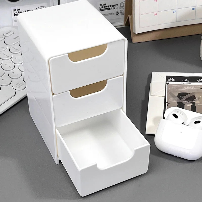 3-Tier Makeup & Jewelry Storage Box - Large Capacity Desktop Organizer with Drawers