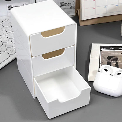3-Tier Makeup & Jewelry Storage Box - Large Capacity Desktop Organizer with Drawers