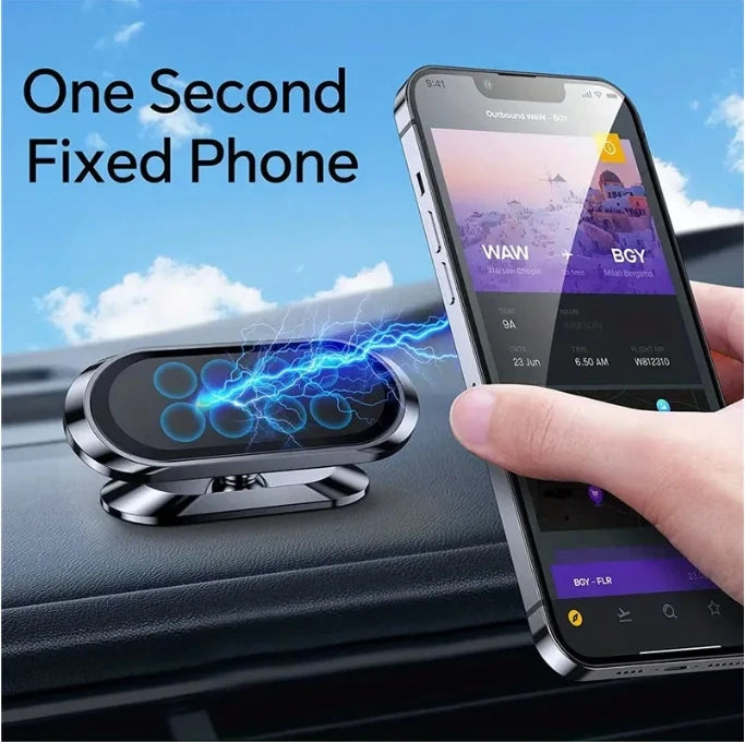 Magnetic Car Phone Holder - 360° Rotatable Mini Strip Shape Stand with Strong Metal Magnet for iPhone 14 & Huawei GPS Mount