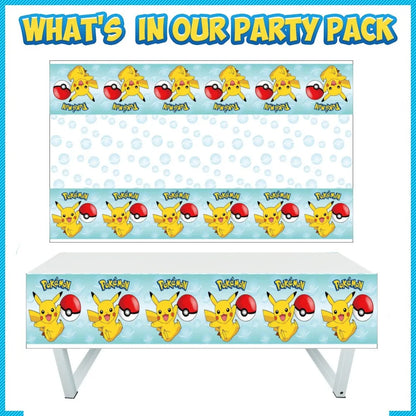 Pokemon Pikachu Tablecloth — Disposable Birthday & Baby Shower Party Table Cover, Kids Party Supplies