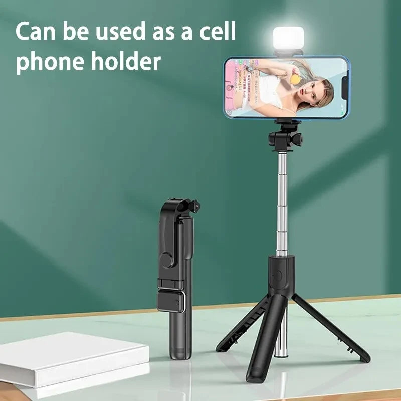 FGCLSY Monopod Remote Shutter with Fill Light — Mini Wireless Bluetooth Selfie Stick & Tripod Phone Holder for iPhone, Samsung, Xiaomi