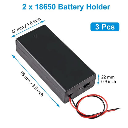 3PCS 18650 Battery Holder Box - 1 Slot 3.7V Storage Case with Black & Red Wires for 1/2/3/4 Cells