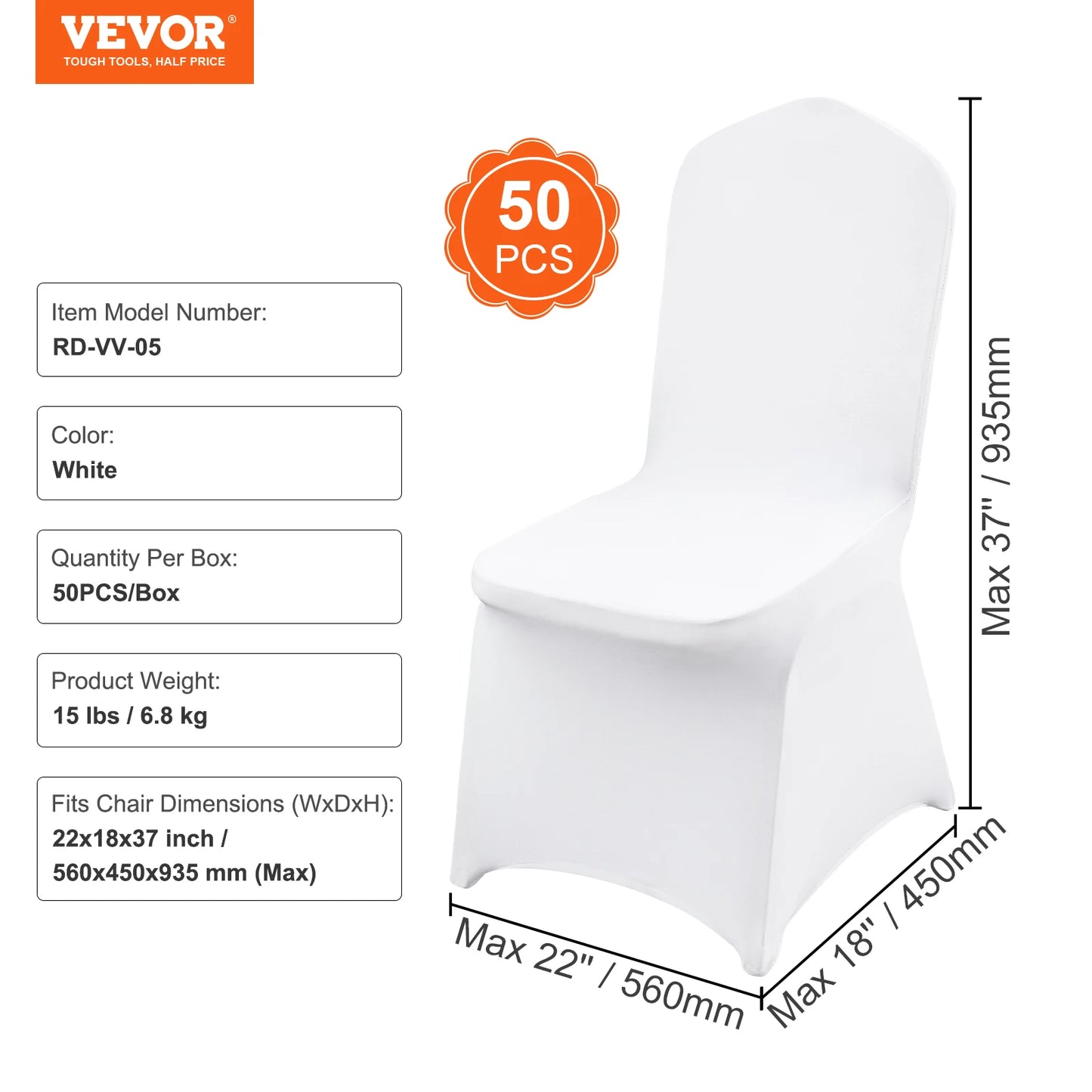 SucceBuy Wedding Chair Covers – 12/30/50/100Pcs White Spandex Stretch Slipcovers for Banquet, Party & Dining