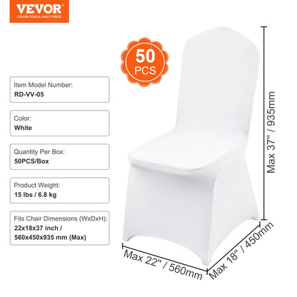 SucceBuy Wedding Chair Covers – 12/30/50/100Pcs White Spandex Stretch Slipcovers for Banquet, Party & Dining