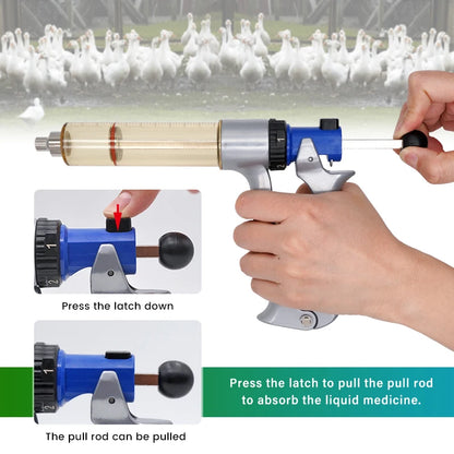 25ml/50ml Adjustable Veterinary Syringe — Semi-Automatic Continuous Vaccine Injector for Chickens, Sheep & Horses
