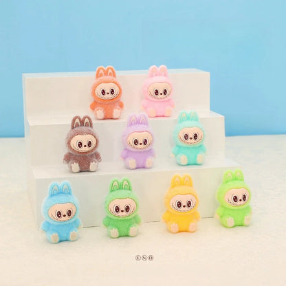 10pcs Lububu Anime DIY Flocked Action Figures — Kawaii Desktop & Car Pendant Dolls, Christmas Gift Toy