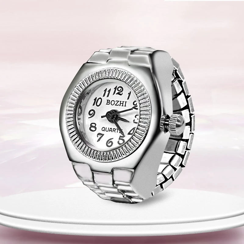 Creative Ring Watch - Alloy Finger Ring with Circular Dial for Men & Women