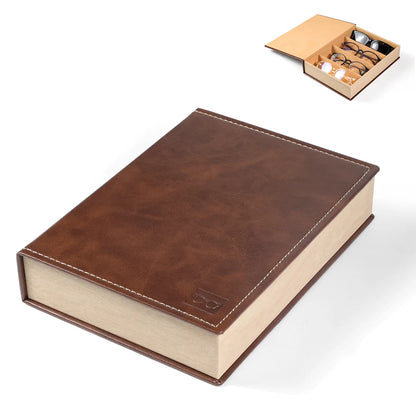 Brown PU Sunglasses & Eyeglasses Storage Case – Optical Frame Display Box with 2 or 4 Slots