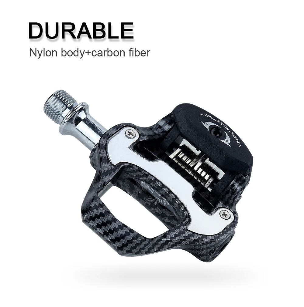RACEWORK Carbon Fiber Road Bike Pedals Ultra-Light SPD Keo Self-Locking Professional Cycling Pedals