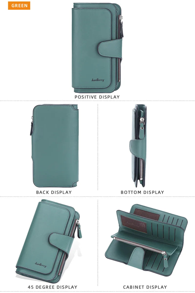 2024 Women’s Long Wallet – Custom Name Engraving, 15 Card Holders & Zippered Classic Purse