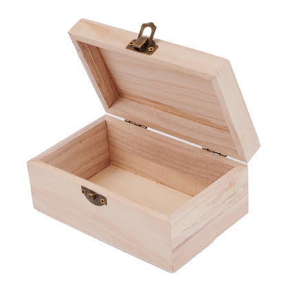 Wooden Jewelry Storage Box with Lid — Square Hinged Craft Box for DIY, Home Decor, and Mother's Day Gift
