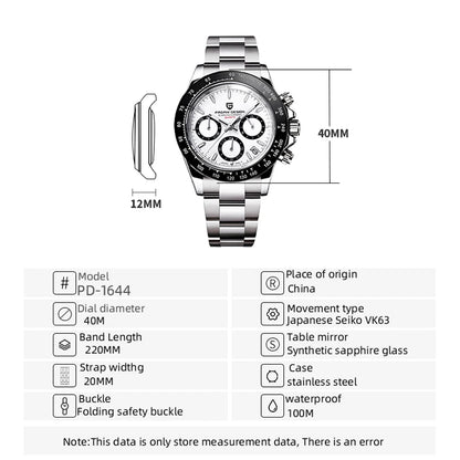 PAGANI DESIGN 2024 Quartz Men's Luxury Business Watch – Chronograph VK63 Waterproof