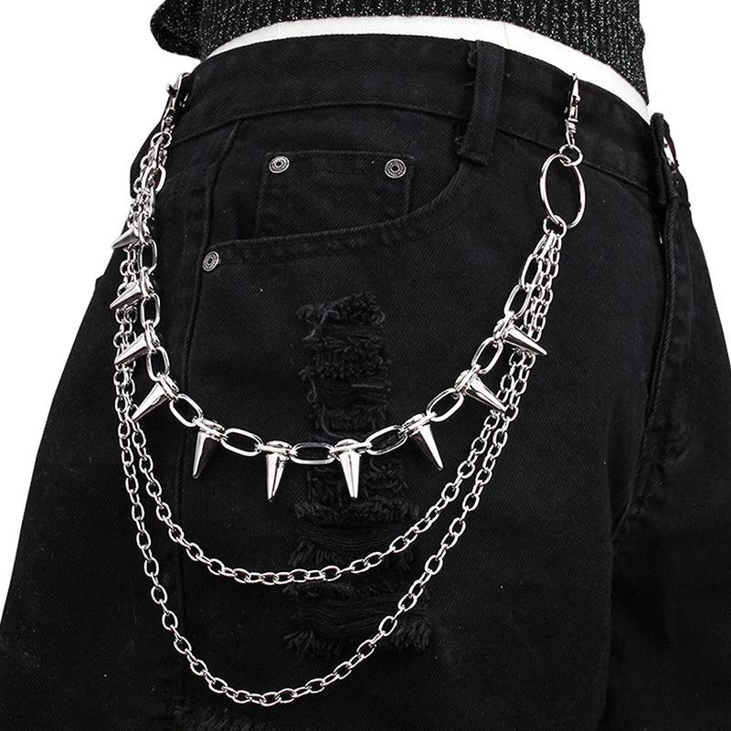 Punk Rock Metal Waist Chain Keychain – Unisex Hip-Hop Jewelry for Jeans, Wallets & Accessories