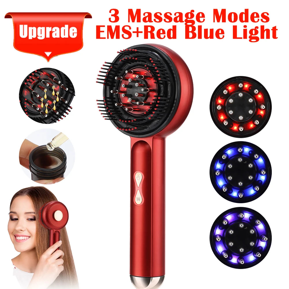 Electric Scalp Massage Comb – Red Light Therapy Hair Growth Brush with Vibration, Anti-Hair Loss & Oil Applicator
