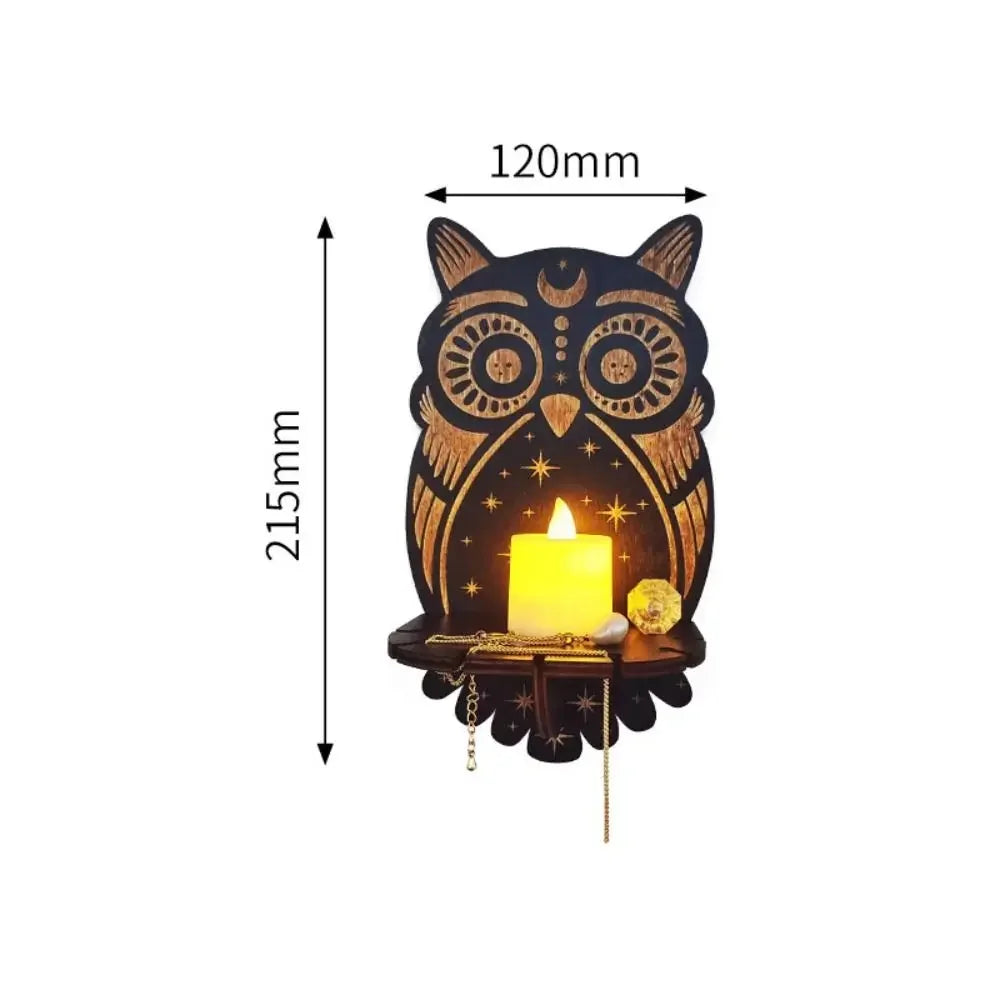 Wooden Wall Shelf Display Stand - Hanging Candle Holder & Decorative Home Storage Shelf