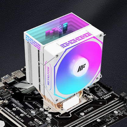 METALFISH White CPU Cooler — Silent ARGB 4-Pin PWM Fan with Radiator for Intel LGA 1700/1200/1150/1155/1156/1366/2011 & AMD AM5/AM4/AM3/X99/X79
