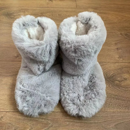 Women’s Winter Slipper Boots – Warm Plush Fur Indoor Flat Fuzzy House Shoes & Slides