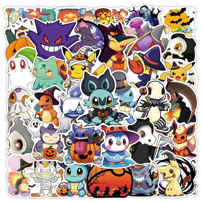 10/30/50PCS Pokémon Anime Stickers - Waterproof Pikachu Cartoon Decals for Phones, Skateboards, Laptops, and Halloween Crafts