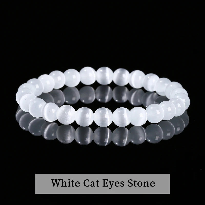 Natural Stone Beaded Bracelet - Obsidian, Fluorite & Quartz Healing Stretch Jewelry for Men & Women