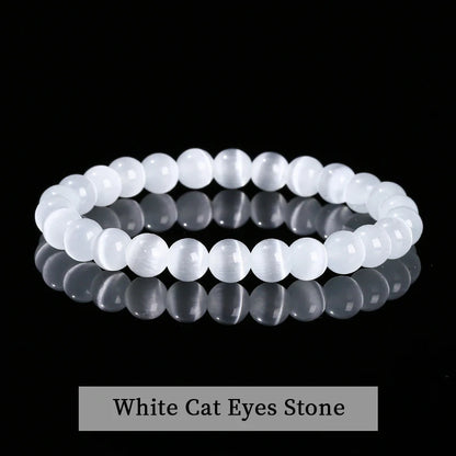 Natural Stone Beaded Bracelet - Obsidian, Fluorite & Quartz Healing Stretch Jewelry for Men & Women