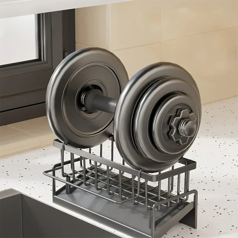 Drill-Free Sink Organizer - Multi-Use Sponge & Soap Holder with Drain Rack for Kitchen Countertop Storage
