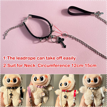 17cm Labubu Doll Necklace Choker – Leadrope Accessory for 6.5-inch Cotton Dolls