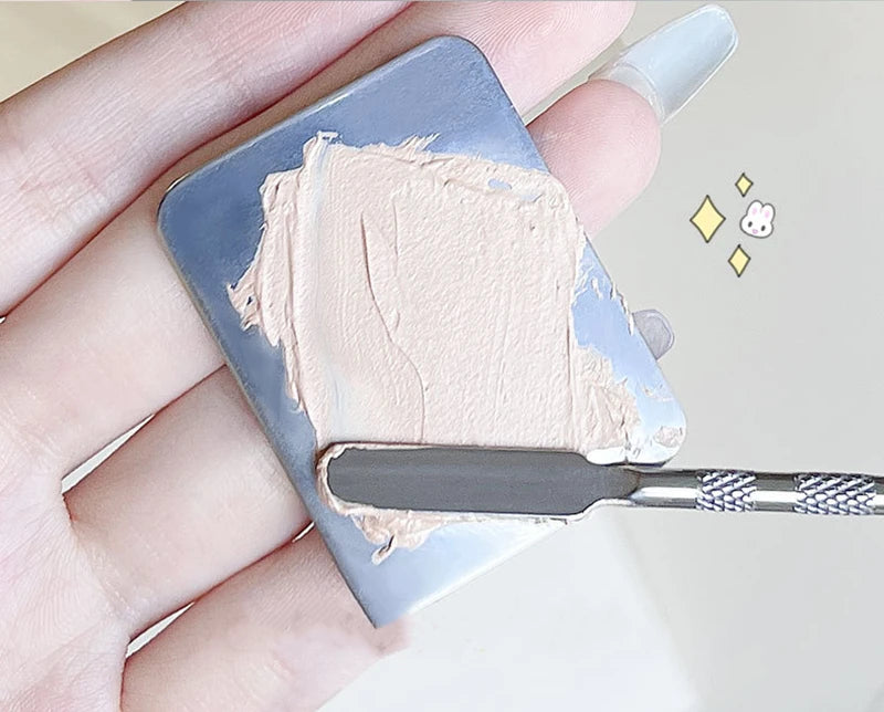 Ring Cosmetics Makeup Mixing Palette – Stainless Steel with Spatula for Toning, Concealer, Lipstick & Liquid Foundation Mixing