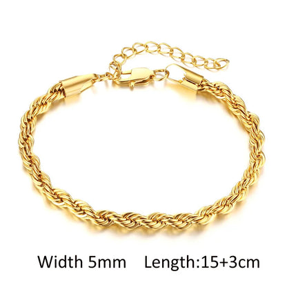 Women's Chunky Gold Plated Stainless Steel Link Chain Bracelet – Waterproof Layered Wristband Jewelry