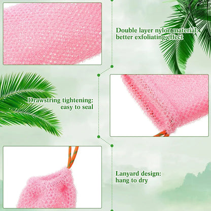 Thicken Nylon Soap Saver Bag Pouch for Plentiful Bubble Foam - Exfoliating Soap Mesh Bags for Shower Soaps Holder Pocket