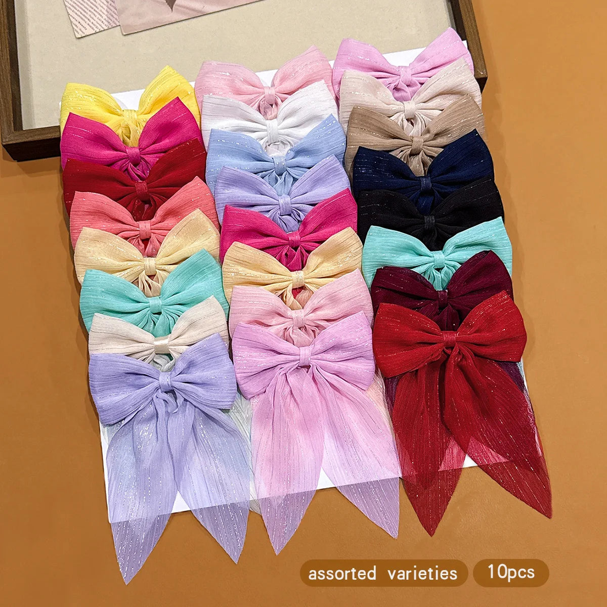 10-Color Random Bow Hair Clips - Cute Everyday Hair Accessories for Girls and Women