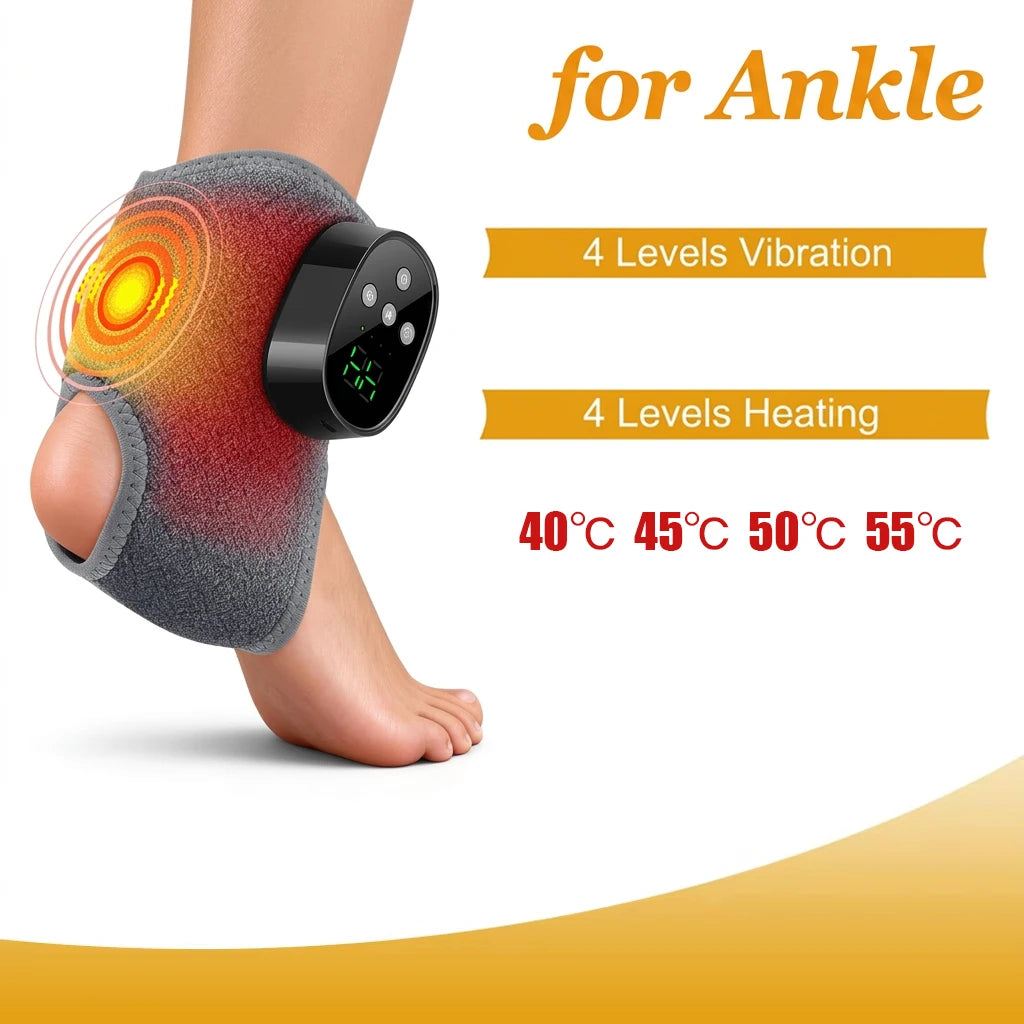 Portable Air Compression Ankle & Foot Massager - 4-Level Intensity Heated Foot Massage Wrap