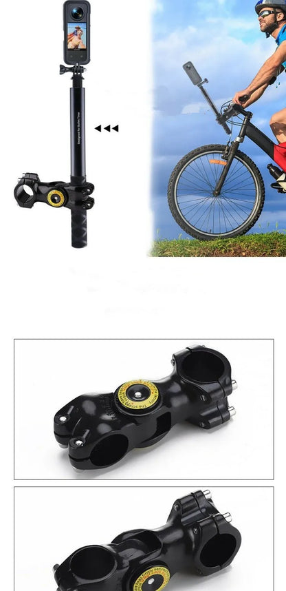 Motorcycle & Bicycle Selfie Stick Mount – Handlebar Bracket for Insta360 X5/X4/X3 & GoPro Hero 13-8