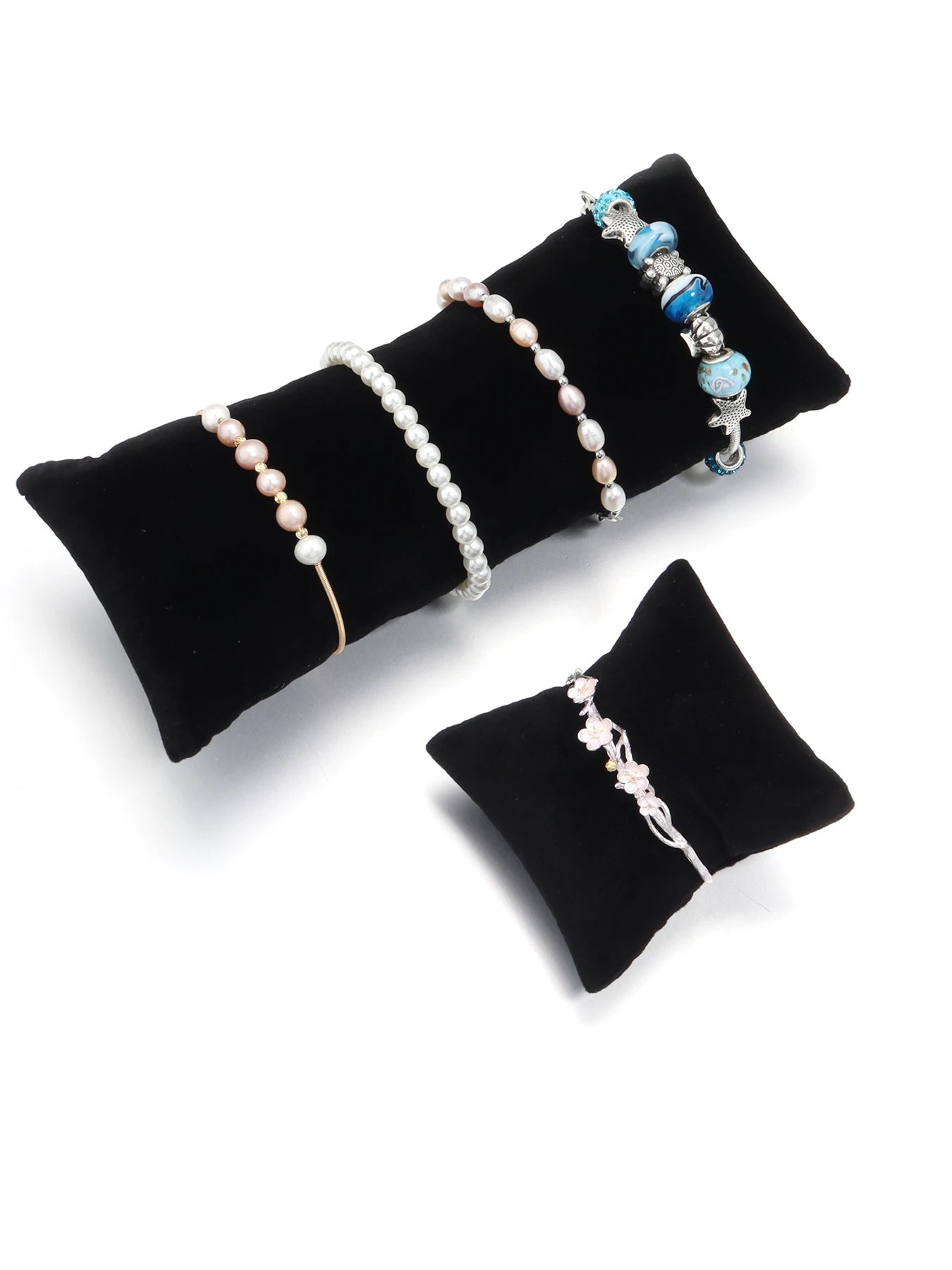 Velvet PU Leather Jewelry Pillow - Bracelet Watch Display Cushion Holder Organizer and Photography Prop