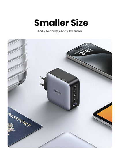 UGREEN 100W GaN 5-Port USB-C Charger – Fast Charger QC4.0/3.0 PPS for MacBook, Laptop, iPhone 16/15/14 Pro, Tablet