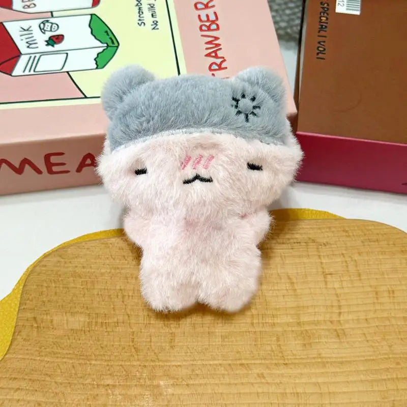 Cute Plush Cat Keychain - Kawaii Kitten Pendant with Heart Patch Bow Charm for Bag Decoration & Accessories