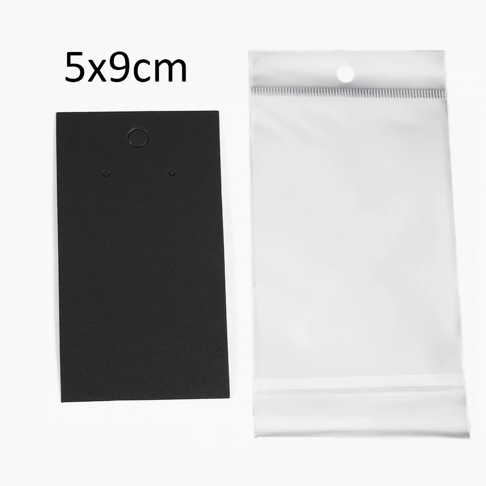 50 Sets Earring & Necklace Display Cards with Self-Seal Kraft Paper Bags – DIY Jewelry Packaging