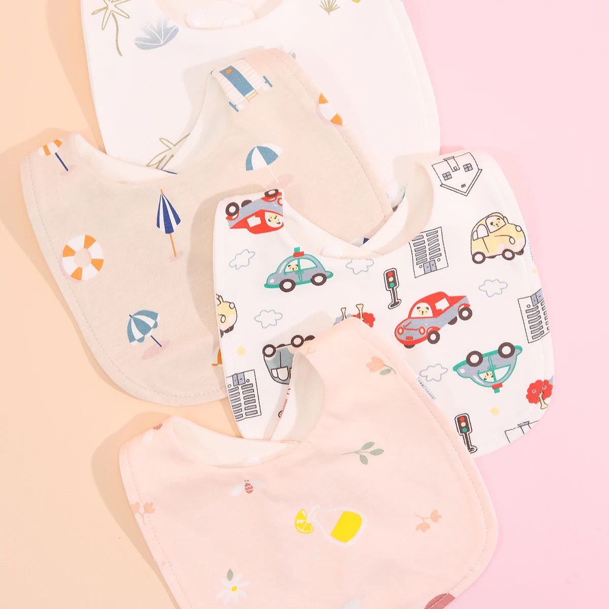 Cotton Baby Bib Set - Adjustable Soft Infant Feeding Bibs Burp Cloths Bandana Scarf for Boys & Girls
