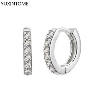 925 Sterling Silver White Zircon Hoop Earrings for Women – Fashion Geometric Crystal Silver Earrings Fine Jewelry Elegant Daily Wear Jewelry