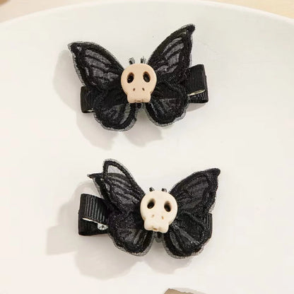 Black Lace Skull Hair Clips - Gothic Style Edgy Hair Accessories for Women