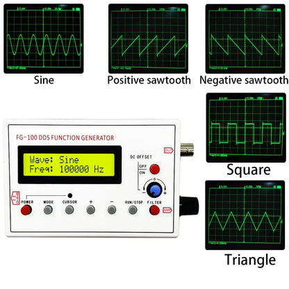 FG-100/FG-200 DDS Function Signal Generator - 0.01Hz–500kHz Frequency Counter & Sine, Square and Sawtooth Waveform Source