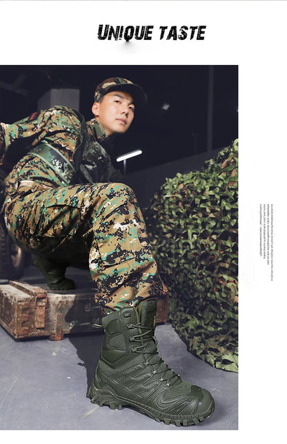Special Forces Desert Combat Boots - Men's Tall Wear-Resistant Tactical, Waterproof Training & Outdoor Mountaineering Sports Boots
