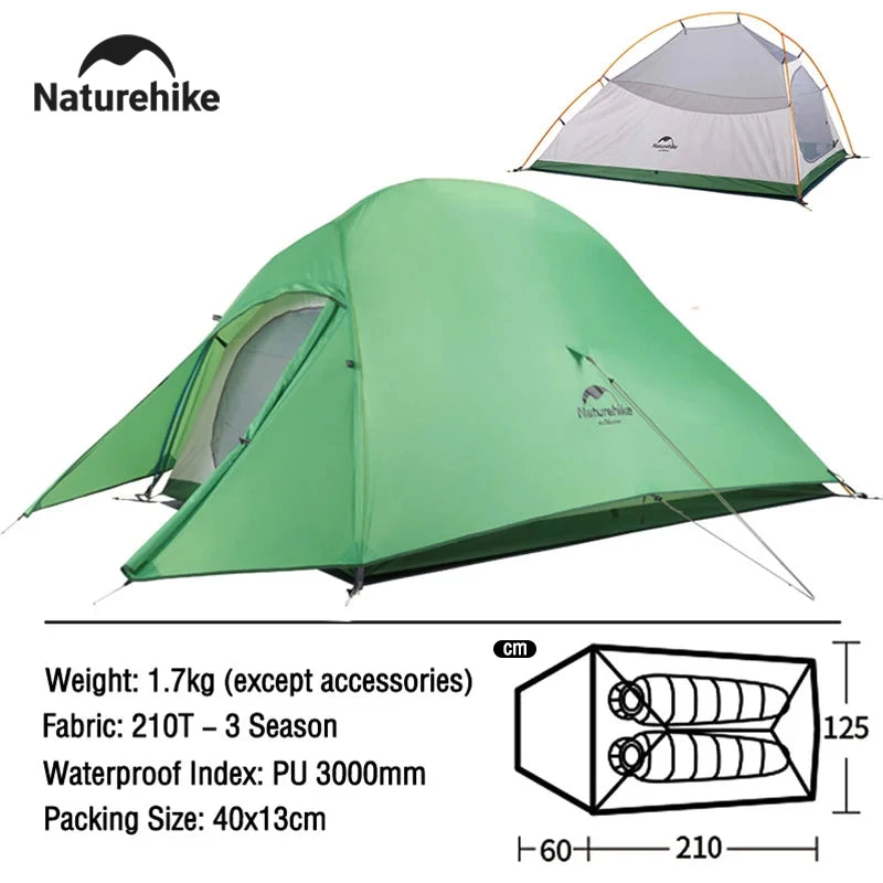 Naturehike Cloud Up 2-Person Camping Tent – Waterproof, Ultralight, Easy Build Beach Tent for Hiking & Backpacking Outdoors